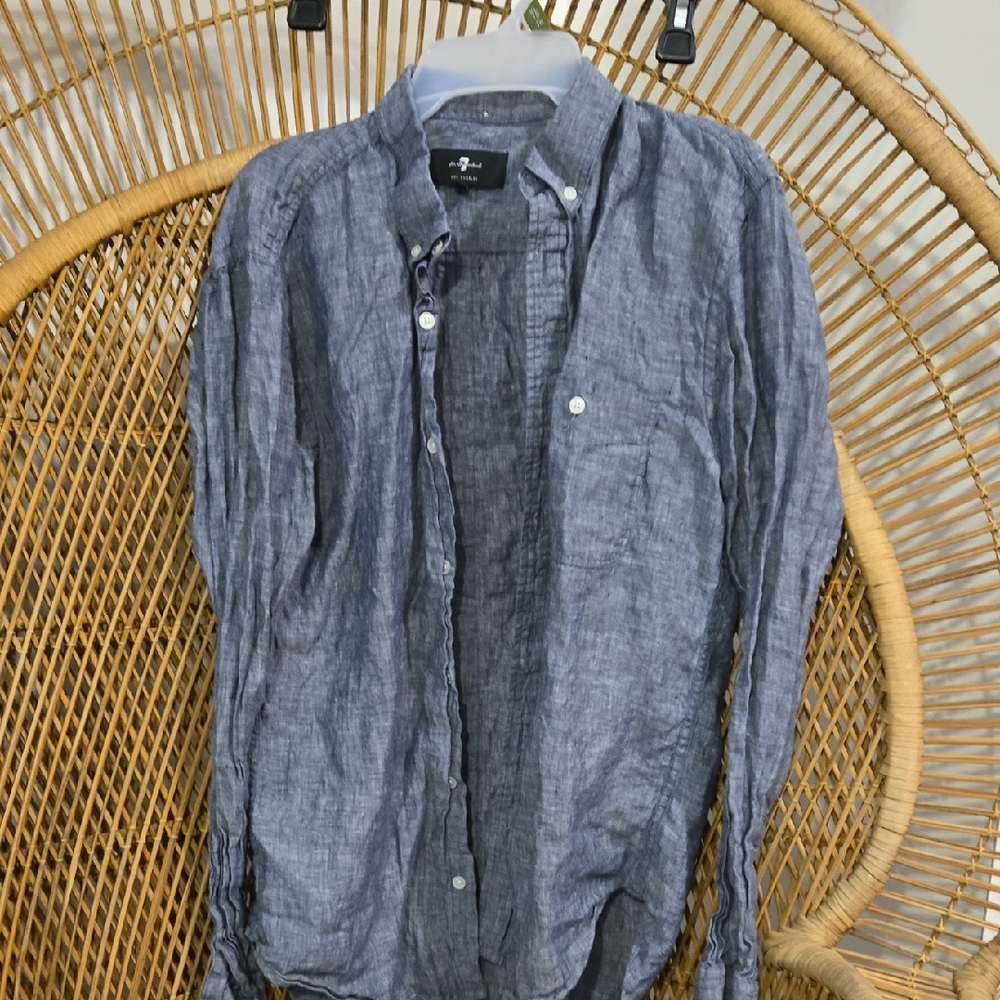 7 For All Mankind Linen Blue Shirt